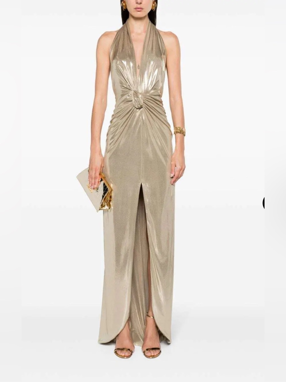 Nissa Lame Maxi Dress - Gold Maxi Dress Size 6